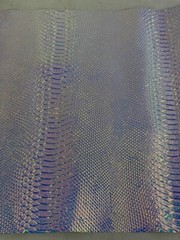 Glossy Embossed Faux Leather Vinyl Upholstery 54″L X 18″W Light Blue Snake