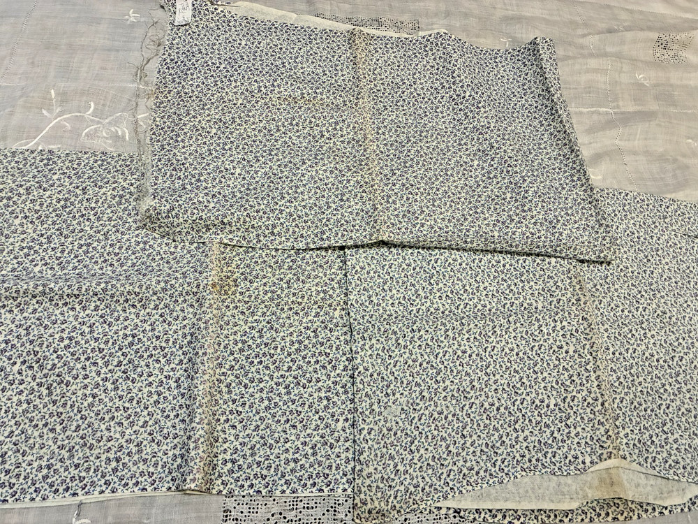 Lot of 3 Vintage Purple Flowered Cotton Calico Feed Sacks Quilting Crafts Sewing