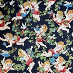 Cherubs and Holly Christmas Fabric 3 Pack Sharon Kessler for Concord 100% Cotton