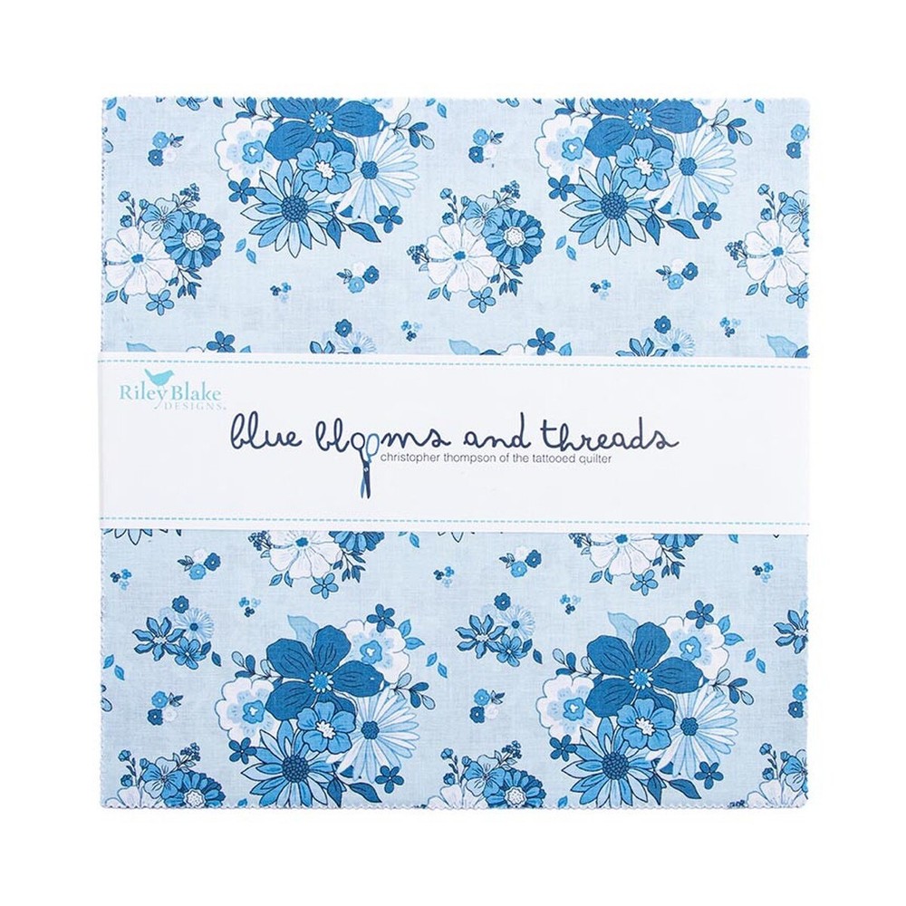 Riley Blake Designs Blue Blooms and Threads 10 inch Stacker 10-17120-42 by Chris