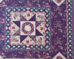Vtg~Ozark Calico~”Purple Flowers, Star Pattern”~Cotton Fabric~ 13.5″x13.25″ ++