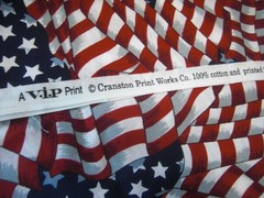 Lot of Patriotic Red White Blue Fabric Pieces Flag Words & Valance