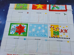 CHRISTMAS POSTCARD FABRIC PANEL COTTON LYNDA MILLIGAN 2007 AVLYN