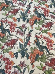 Vintage Cyrus Clark ” Caribe ” Orchid Floral Chintz Fabric 12 yds 53.5 in wide