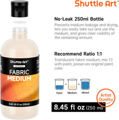 Fabric Medium, 8.45 Oz /250Ml Professional Textile Medium for Fabric Painting, I