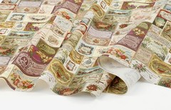 Vintage Antique Rose Label Cotton Linen Fabric made in Korea By the Yard