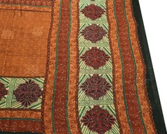 Sushila Vintage Multi-Color Scrap Saree Pure Cotton Silk Kantha Work Sari Fabric