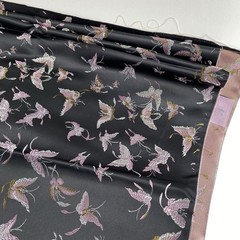 Brocade Fabric Black Silver Pink Butterfly Print 45” x 2 Yards