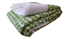 Carolina Irving 2 Yards Amazon Leaf Green Linen Hand-Painted Fabric Designer