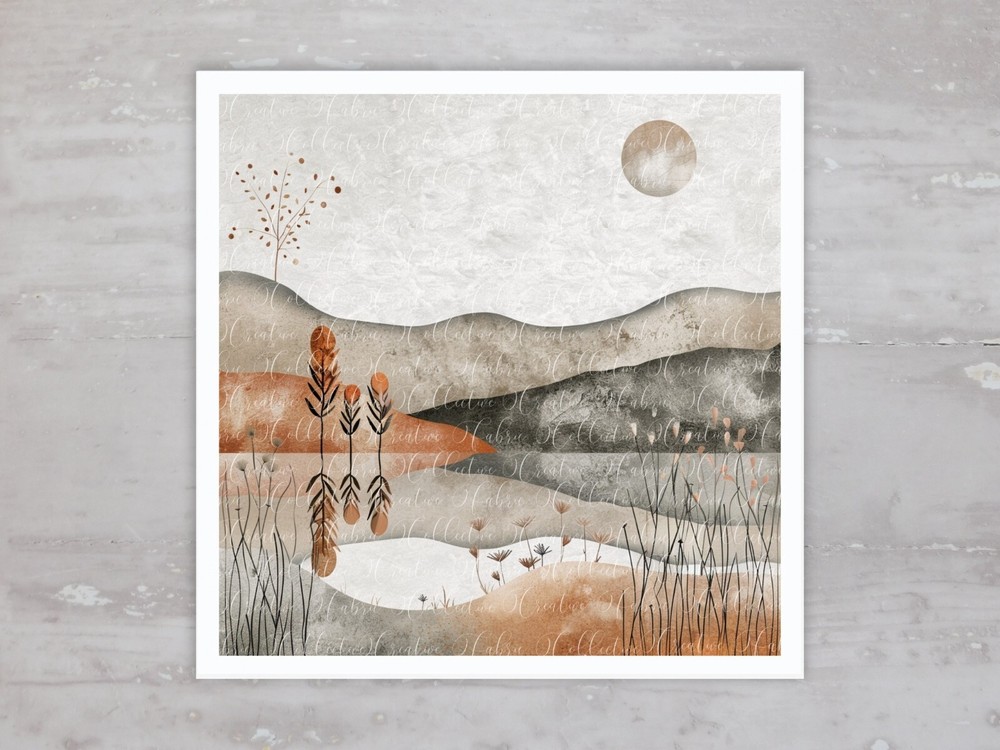Minimalist Boho Desert Landscape Quilt Fabric Panel Sewing Quilting Block A126