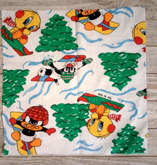 Looney Tunes Babies Tweety Sledding Fabric 10″x10″ Sewing Crafting Length Piece