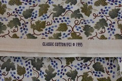 By 1/2 Yd, Vintage, Olive Burgundy Blue on Light-Tan, Classic Cottons, N6123