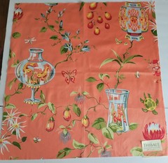 THIBAUT Orange SWEET LIFE FISH BOWL Pattern 25″ Square Cotton Sateen Fabric