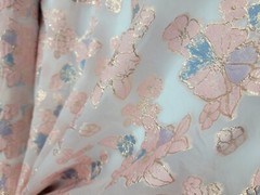 Fabric By The Yard Pink Blush Lavender Floral Brocade On White Sheer Organza