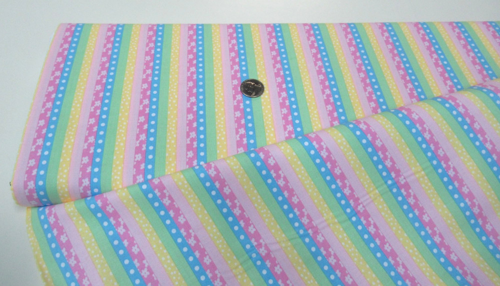 Fabric Traditions quilt-craft fabric FLORAL STRIPE pink 10 yds (16441) Bolt!