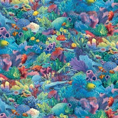 Animal Fabric | Dolphin Falls Packed Coral Reef Fish | Elizabeth’s Studio YARD