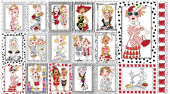 Sewing Theme Fabric Sew Sew Ladies Red Loralie Designs Cotton 24″X44″ Panel