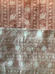 Vintage Print Fabric Abstract Floral Stripe Light Brown, Cream 45″ Wide