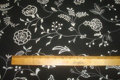 2.94 yd Embroidered Fabric Floral Jacket 13 oz Black White Upholstery 50″ x 106″