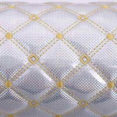 Laser PVC Faux Leather Fabric Sponge QuiltedEmbroidery Material for Upholstery