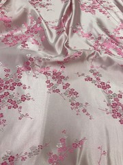Kori LIGHT PINK Plum Blossom Floral Brocade Chinese Satin Fabric for Cheongsam/