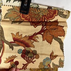 Designer Fabric Sample Dogwood Floral SP-695 Porcelain Linen Cream Brown Green