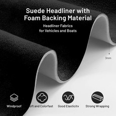 Premium Headliner Fabric with Foam Backing for Car Ceiling Fabric Repair 60″ (W)