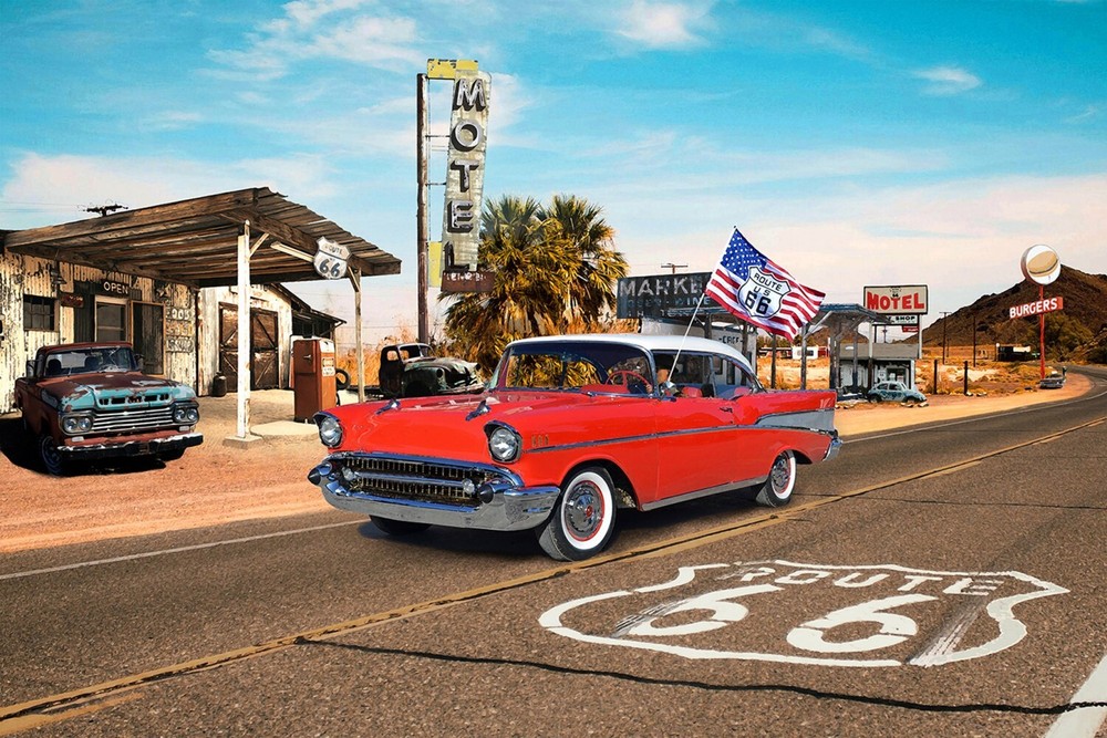 Summer On The Road Again Route 66 by from Hoffman 29″ x 43″ Panel