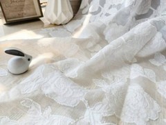 White Beige black Organza Jaquard Fabric, flower embroidery Wedding dress