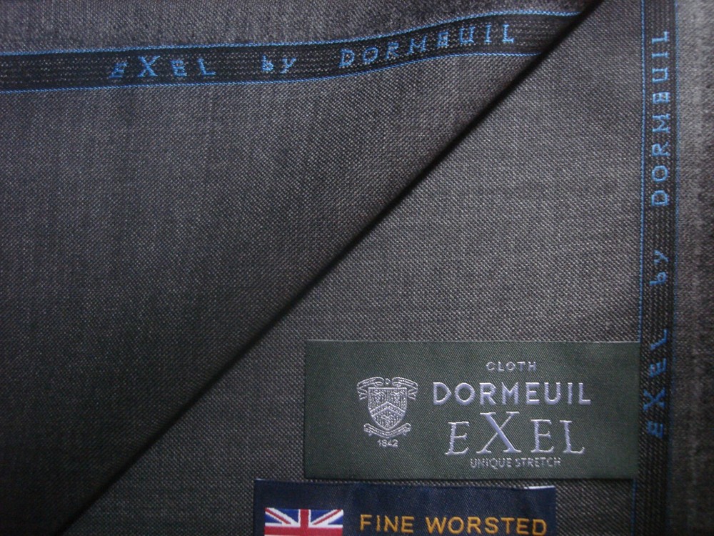 DORMEUIL “EXEL” MERINO WOOL WORSTED SUITING FABRIC IN “SHARKSKIN” = *See Below*