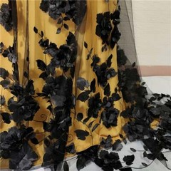 1 Yard 3D Flower Embroidered Lace Fabric Cloth DIY Wedding Bridal Dress 51″ Wide