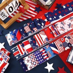 Hosuly 40 Pcs Patriotic Fabric Red White and Blue Jelly Fabric 4th of July Am…