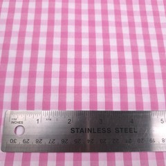 1/4″ PINK GINGHAM PRINT POLY COTTON FABRIC PINK WHITE CHECK 58″ BY THE YARD