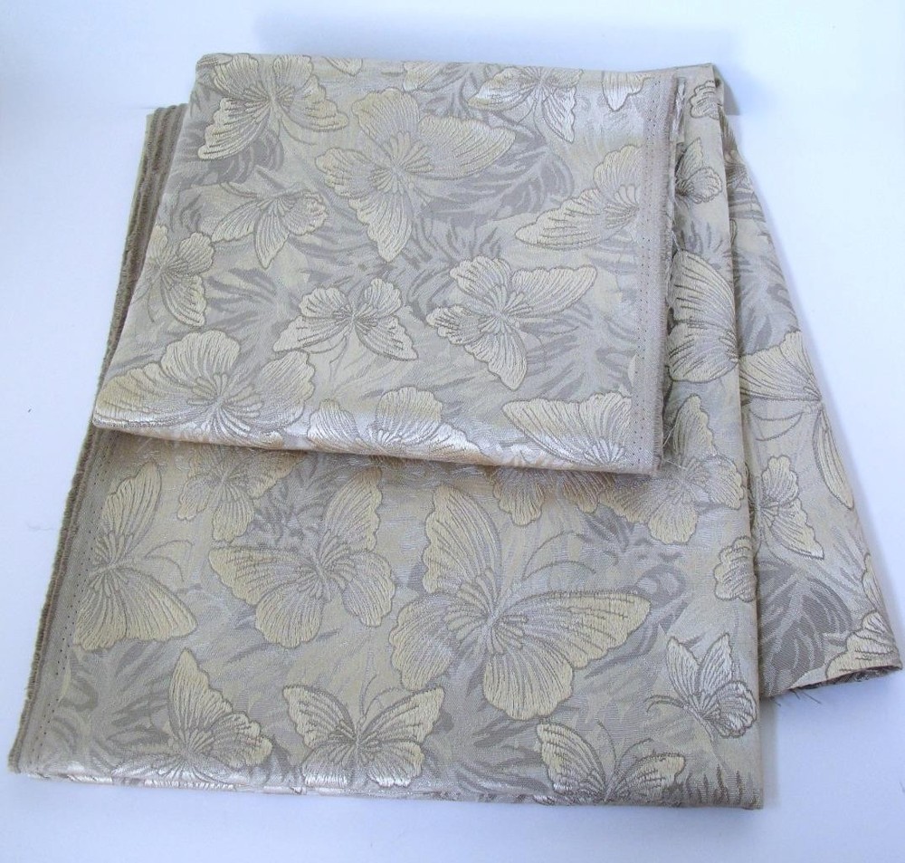 Metallic Gold Brocade Fabric w Butterflies 2 Pieces 1.8 yards 54″ wide + 23 x 78