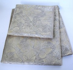Metallic Gold Brocade Fabric w Butterflies 2 Pieces 1.8 yards 54″ wide + 23 x 78