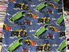 Construction Equipment Dump Truck Bulldozer Fleece Fabric, 60” Wide, Sold BTY