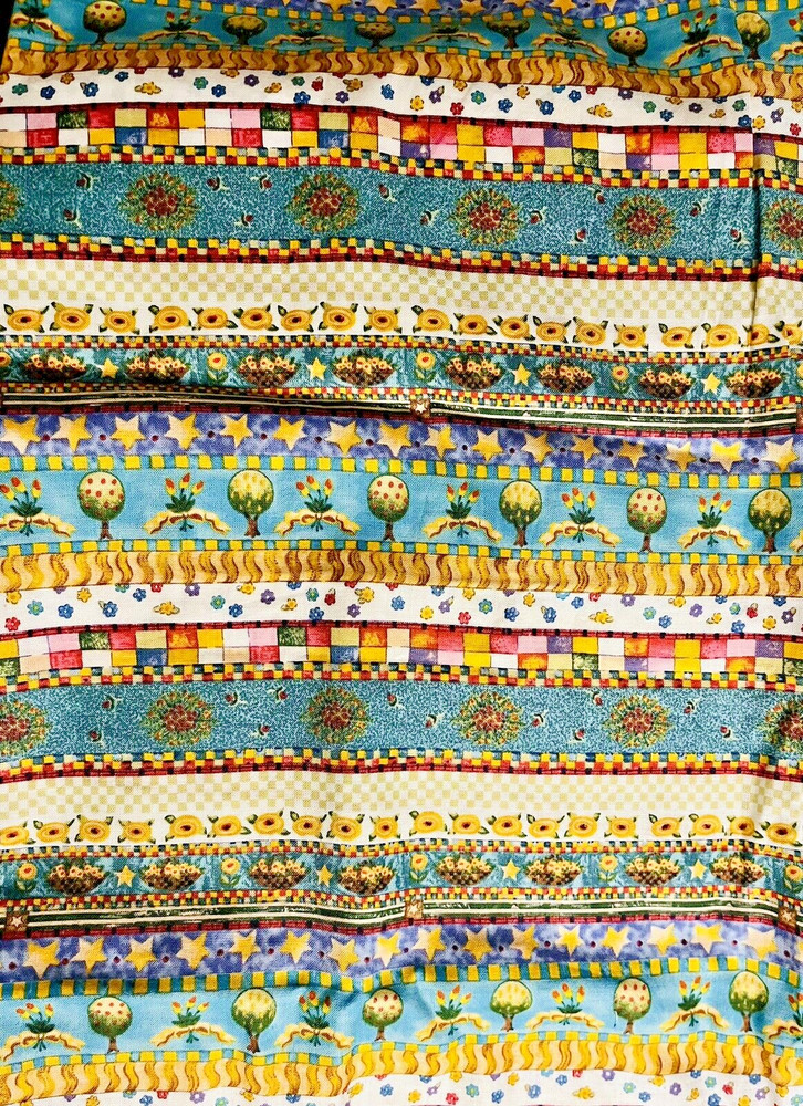 Cheerful Brightly Multicolored Novelty Stripe Stars Florals Checks 38″X23″