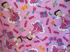 BETTY BOOP MAKEUP AND GLAMOUR” VTG 1998 VERY RARE PINK COTTON FABRIC 34″X44″