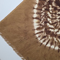 Vintage West African Bazin Riche Damask Fabric Tie Dye Brown Ochre Boho 2.4Yds