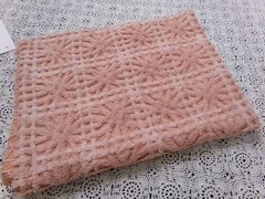 Vtg Chenille Bedspread Fabric 14×19″ Blush Pink Starburst Quilt Material