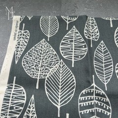 Japanese Leaf Fabric Scandinavian Style Gray Cotton Made in Japan 110×50cm