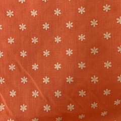 Flocked Orange Fabric white daisy 2 yds 44″ x 72″ chambray weight vintage