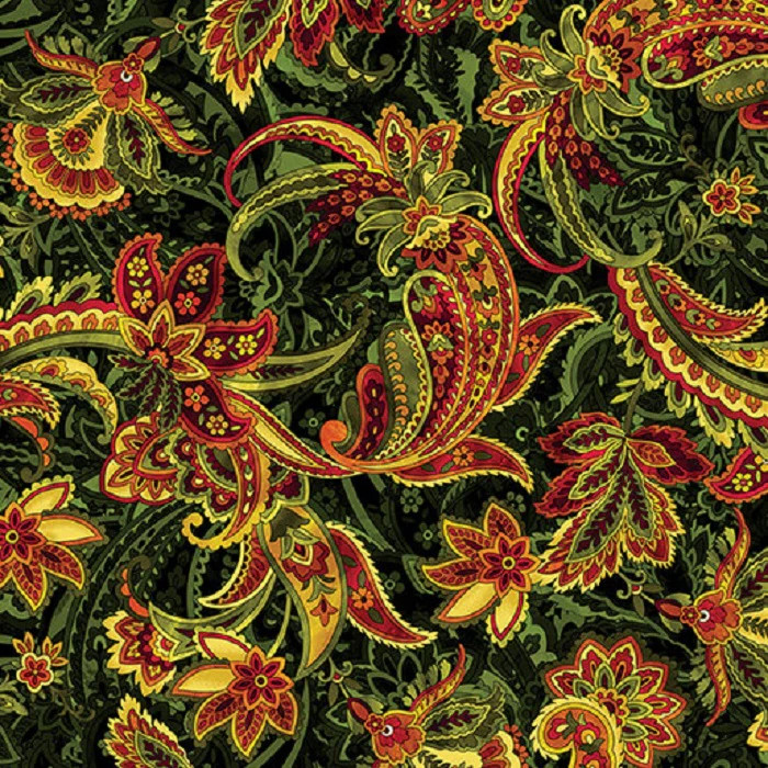BENARTEX – Harvest Beauty By Kanvas Studio – Harvest Paisley – Green ,1/4 yard
