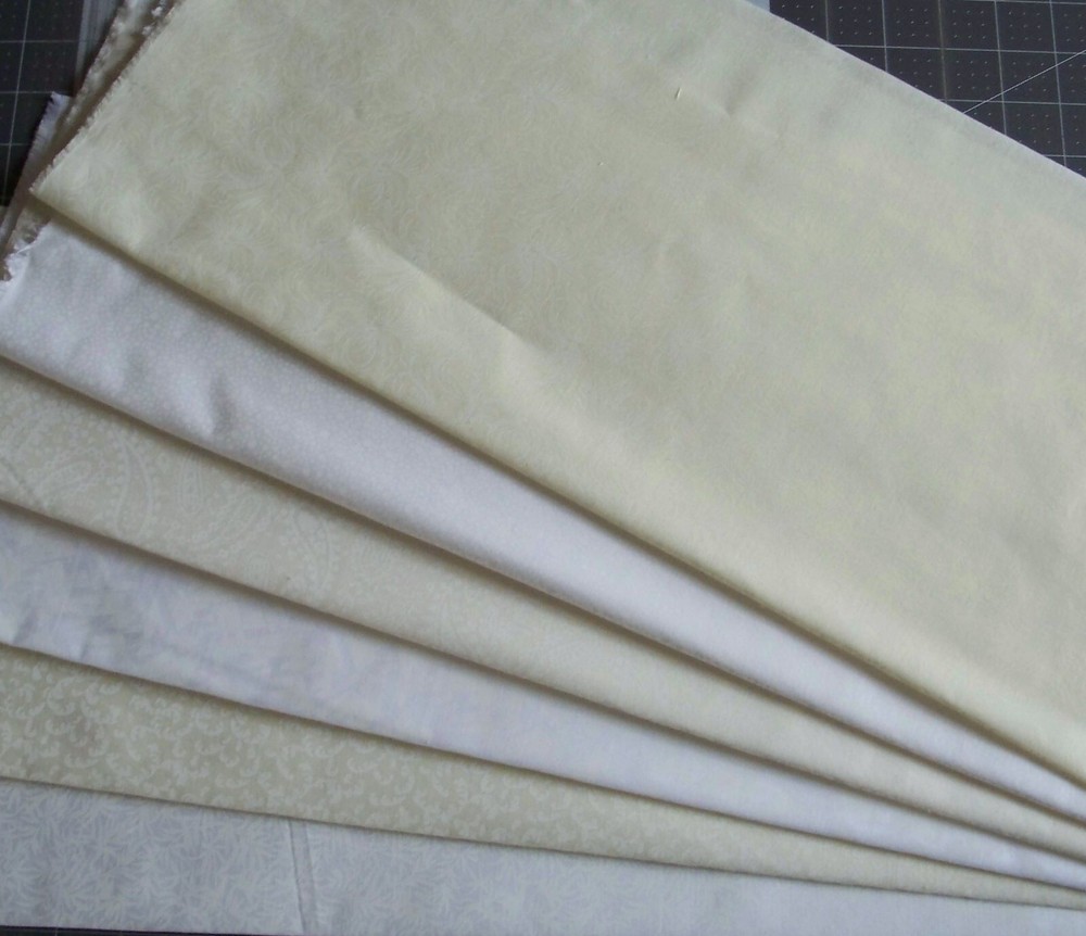 6 Fat Quarters Bundle Neutral Tonal White tonal and White on Cream Tonal Fabric