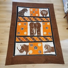 Quilting Craft Fabric Batik Cotton Panel African Animal Safari Themed 82″x60″