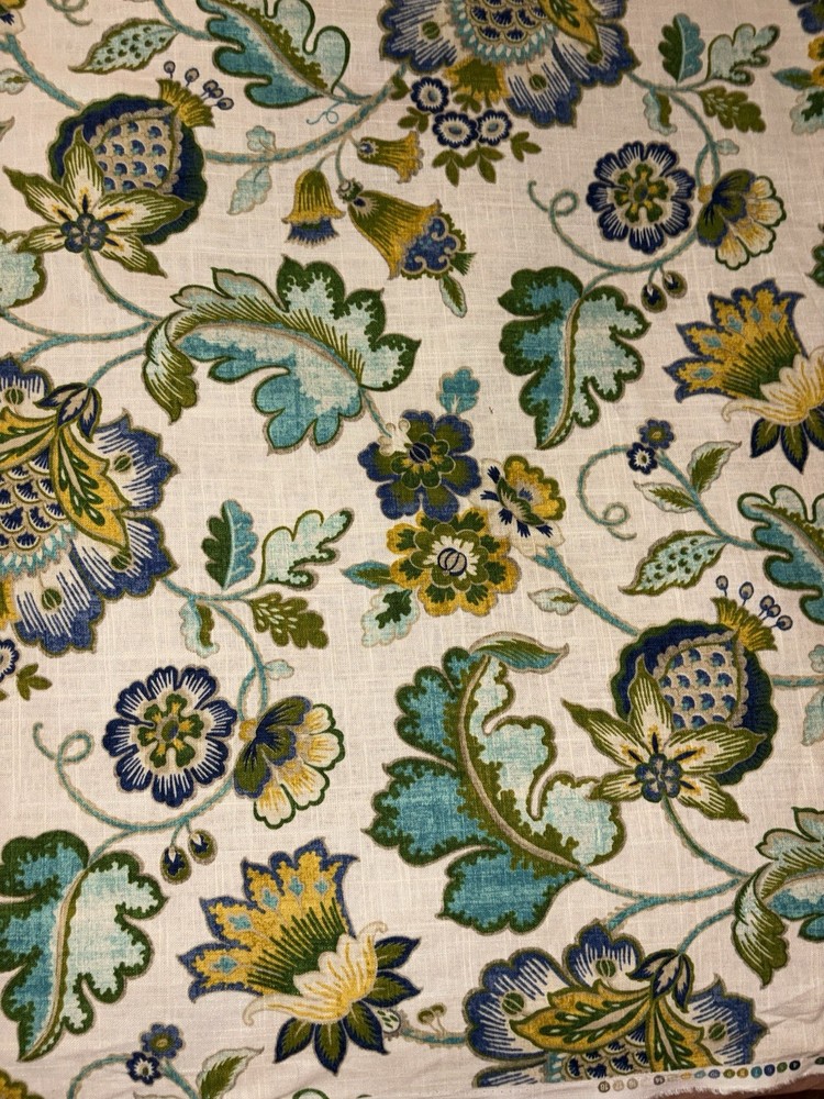 Mill Creek Fabrics Teal Floral Home Decor Fabric $7/yard, 3 Yd Minimum Purchase