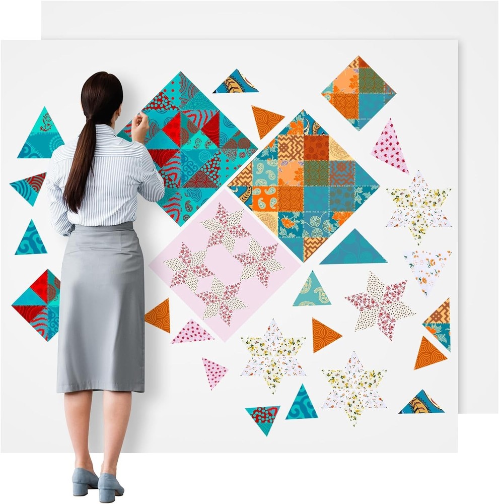 Buryeah 2 Pieces Quilt Design Wall Fabrics 72 in 60.24 x 71.65 inches, white