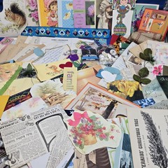 Junk Journal Lot 1Lb Ephemera Cards Ribbon Book Page Fabric Button Craft Collage