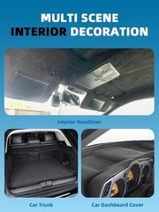 Black Suede Auto Head Liners 96″ L × 60″ W Foam Backing for Cars Trucks