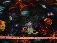 BTY STARGAZERS Planets Solar System Met Gold Print 100% Cotton Quilt Fabric Yard